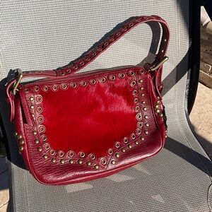 Isabella Fiore Red Studded Marisa Shoulder Bag